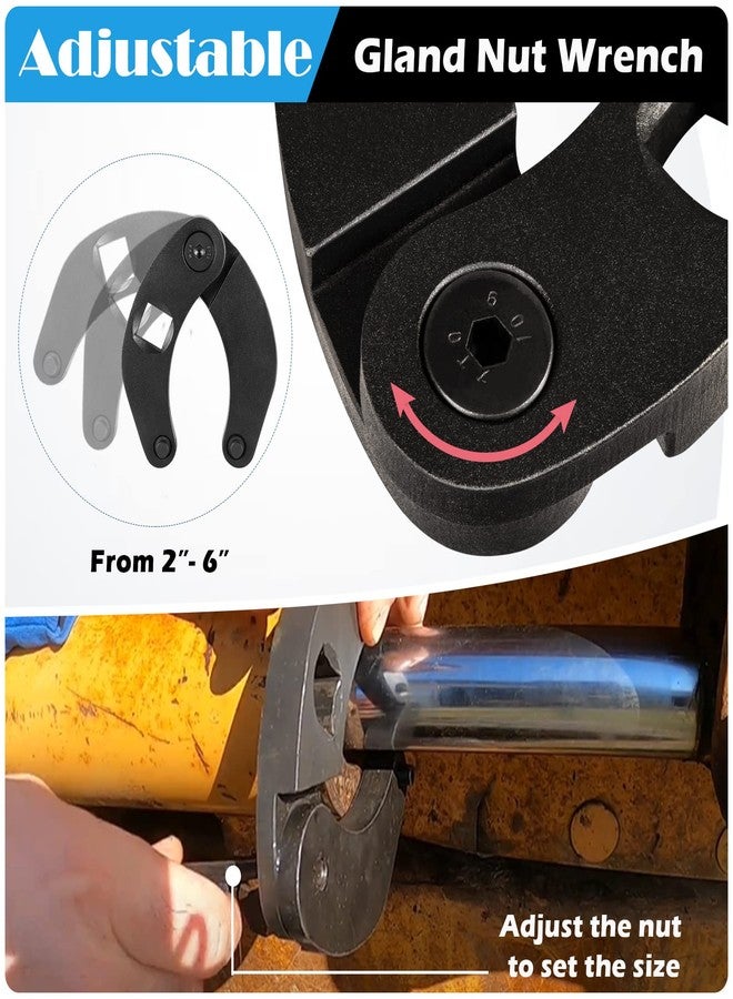 Sunluway 1266 Adjustable Gland Nut Wrench Universal Hydraulic Cylinders Spanner Wrench on Most Farm & Construction Equipment for Remove 2"-6" Gland Nuts - Image 4